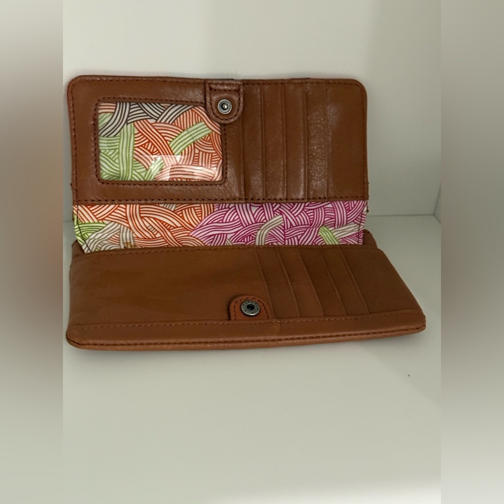 The Sak light brown leather wallet w/ colorful stripes on front (read) - Picture 7 of 14